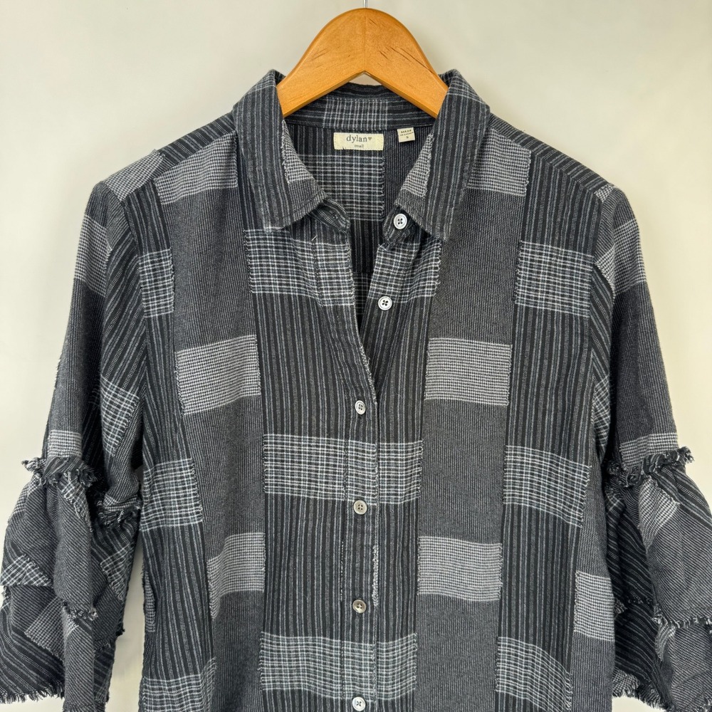 Dylan Patchwork Ruffle Sleeve Button Front Shirt … - image 2